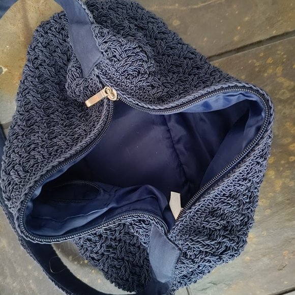 🍀4/$19🍀👜Simons Boho Crochet Navy Blue Mini Bag - Picture 6 of 10